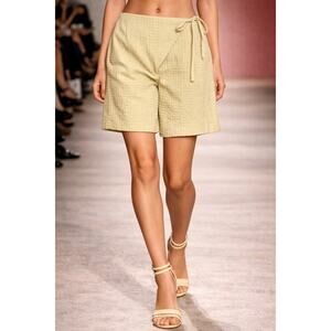 Free People Pucker Check Wrap Around Shorts Washed Sage L